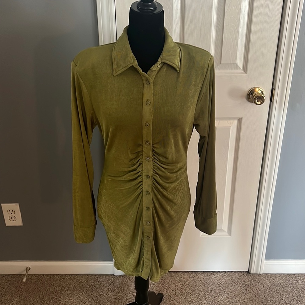 Button up long sleeve dress